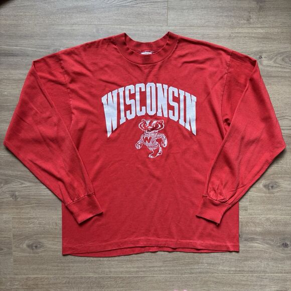 Vintage 80s Wisconsin University X Coca Cola Made In USA Size XL Red Shirt - Picture 7 of 7